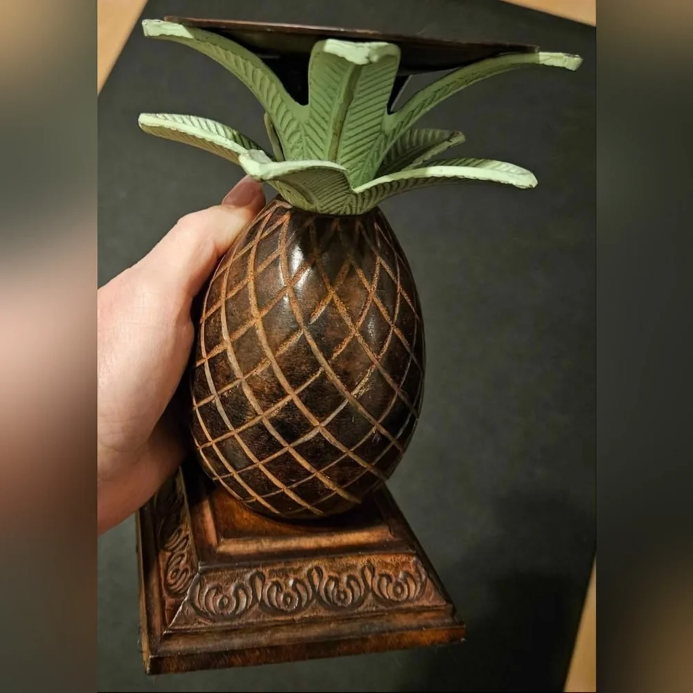 Brass Pineapple Tommy Bahama Style Heavy Candle Holder 7